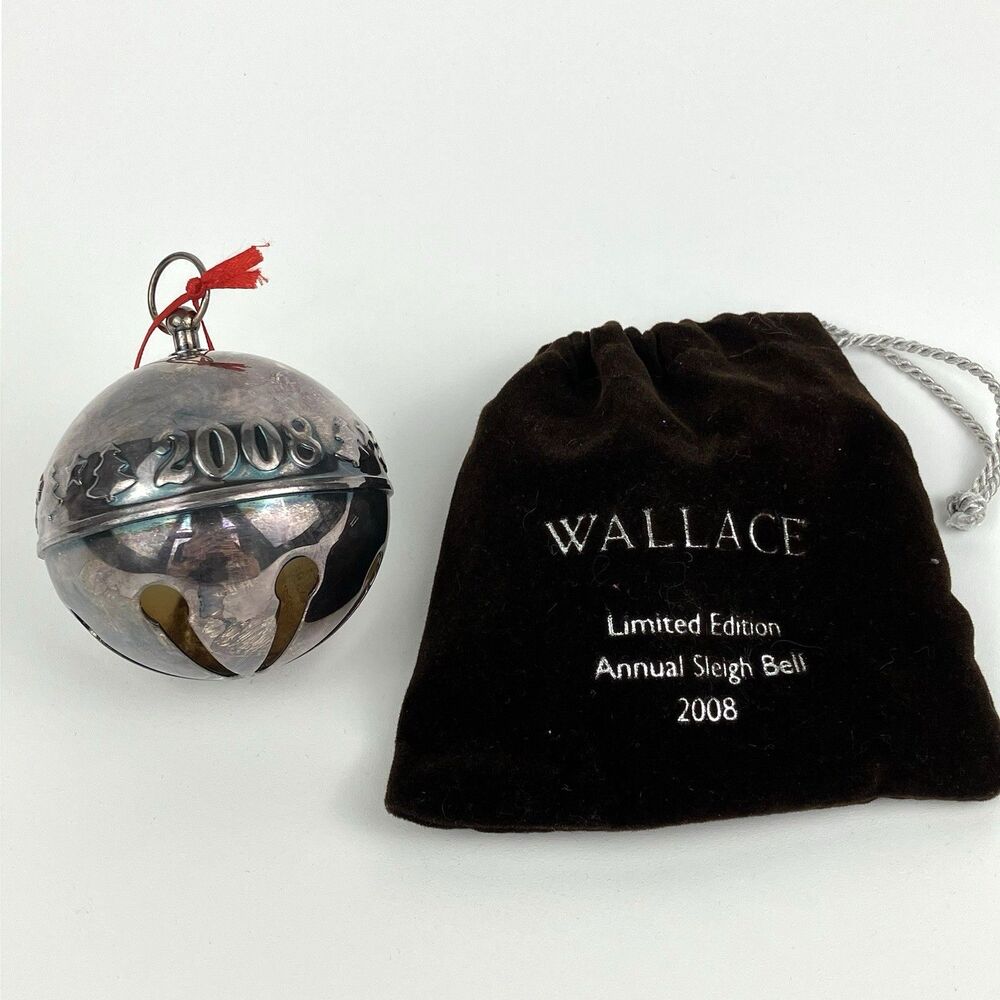 Wallace 2008 Silver Plated Annual Sleigh Bell 3" /w Bag - Christmas Limited Ed.